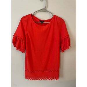 Banana Republic Smal Womens Short Sleeve Orange Short Sleeve Blouse Geometric